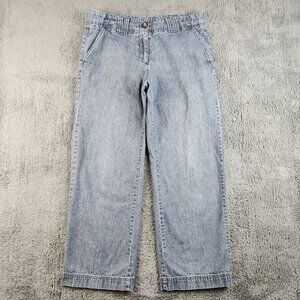 Women's Wide Straight Leg Ankle Crop Lightweight Denim Cotton Pant Size 8 Slacks